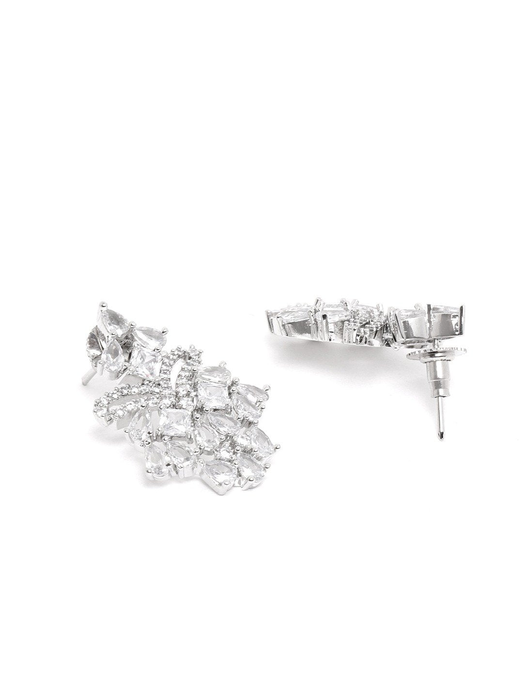 Women's  Spellbound-American Diamond Silver Plated Floral Jewellery Set