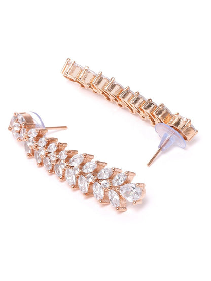 Women's  Leaf Elegance - American Diamond Rose Gold Plated Jewellery Set