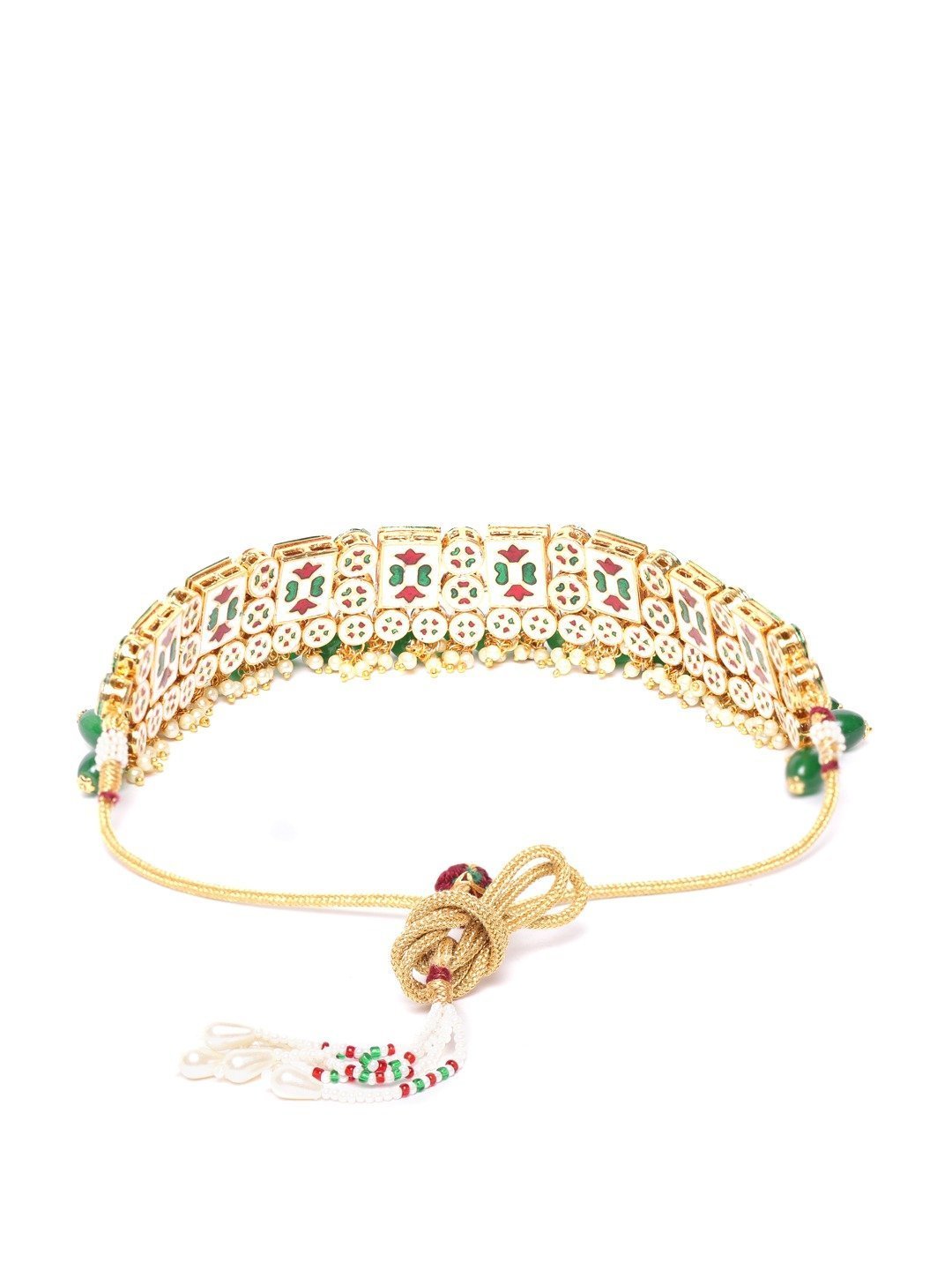 Women's Kundan Emerald StonesGold Plated Jewellery Set