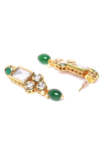 Women's Kundan Emerald StonesGold Plated Jewellery Set