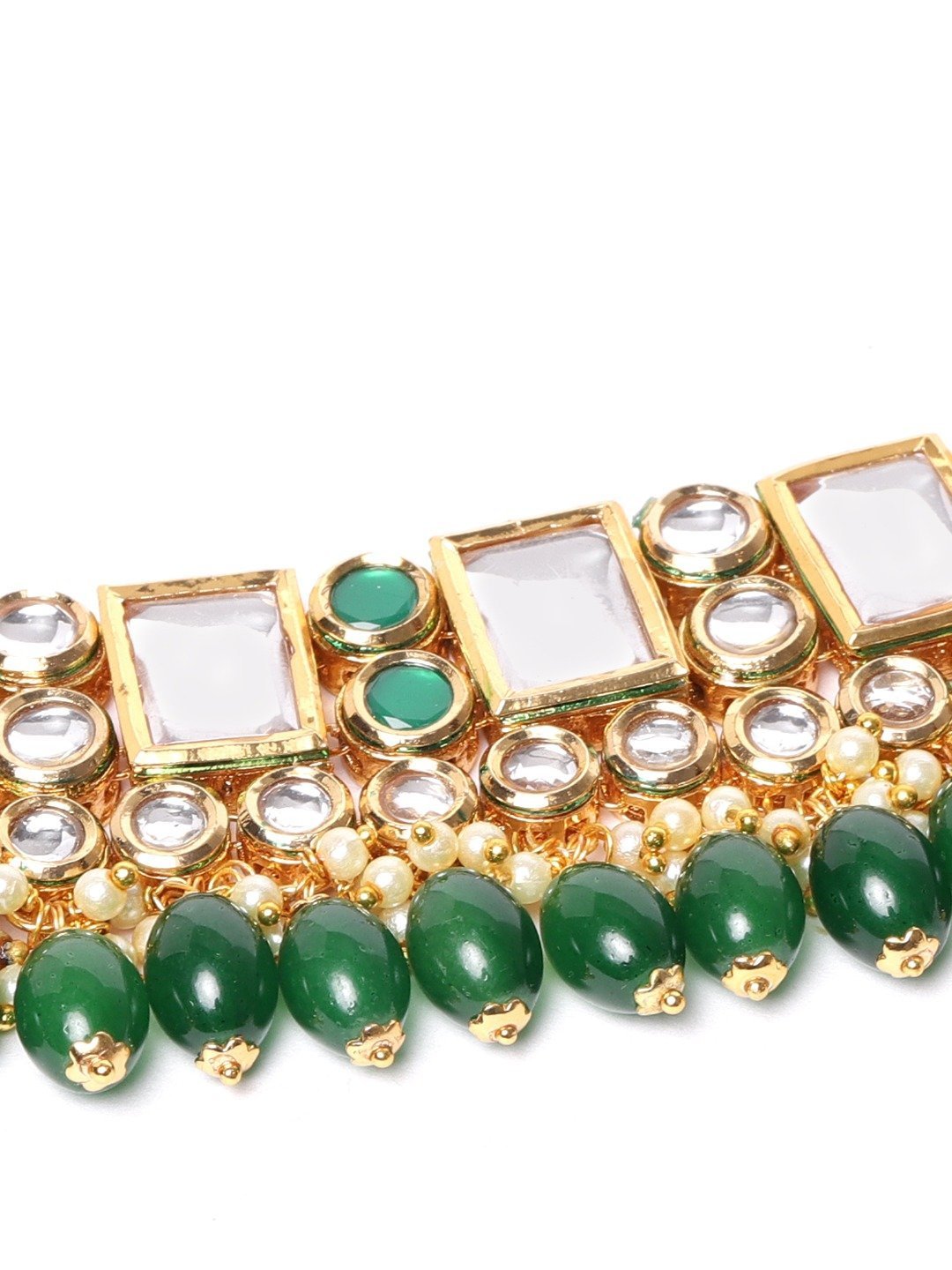 Women's Kundan Emerald StonesGold Plated Jewellery Set