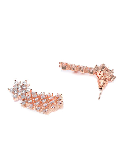 Women's  American Diamond Rose Gold Plated Ethnic Jewellery Set