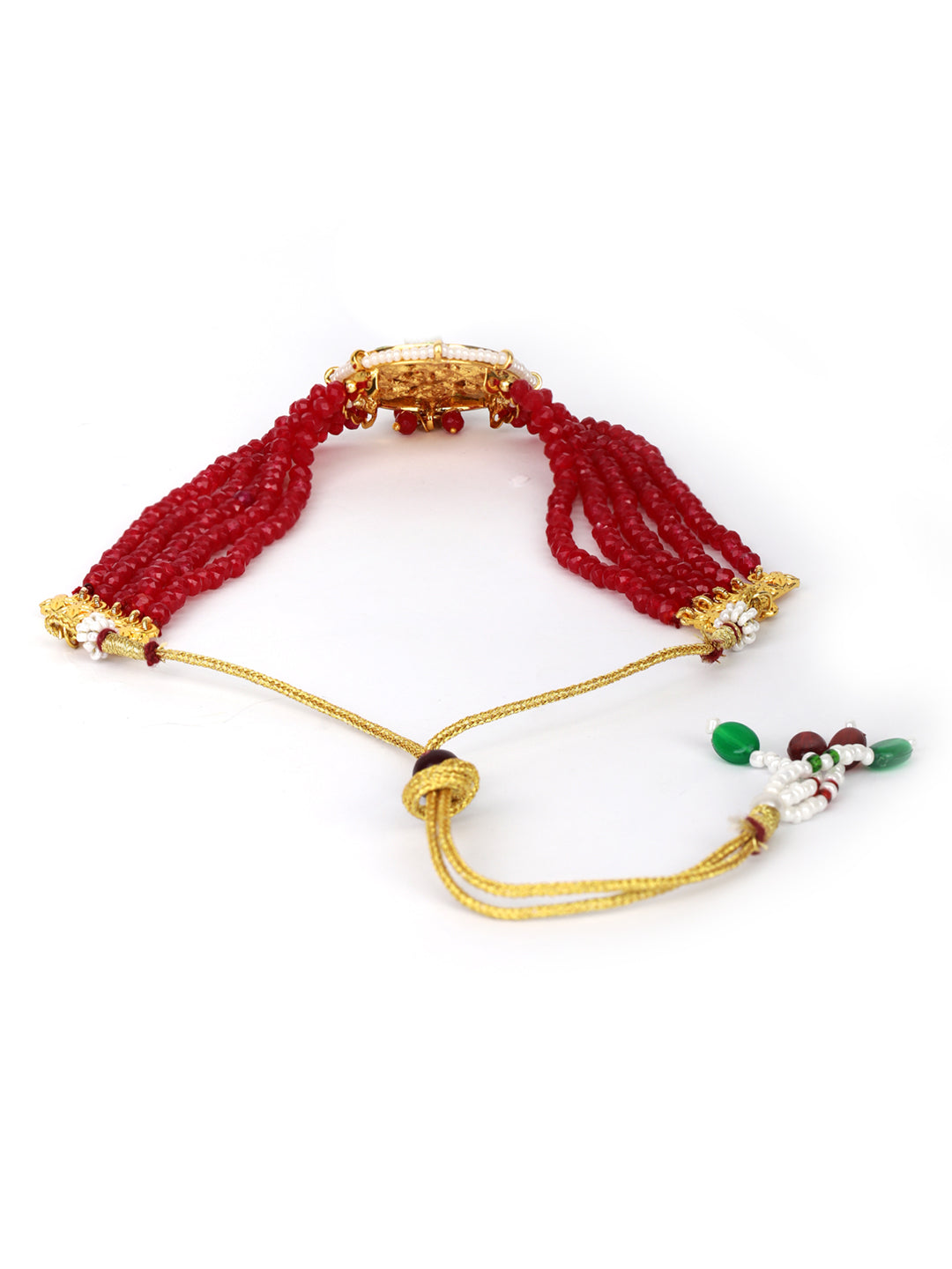 Women's  Red Beads Kundan Gold Plated Traditional Choker