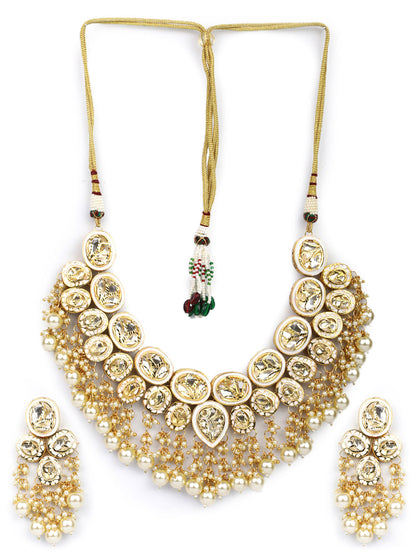 Women's  Kundan Beads Pearls Gold Plated Traditional Jewellery Set