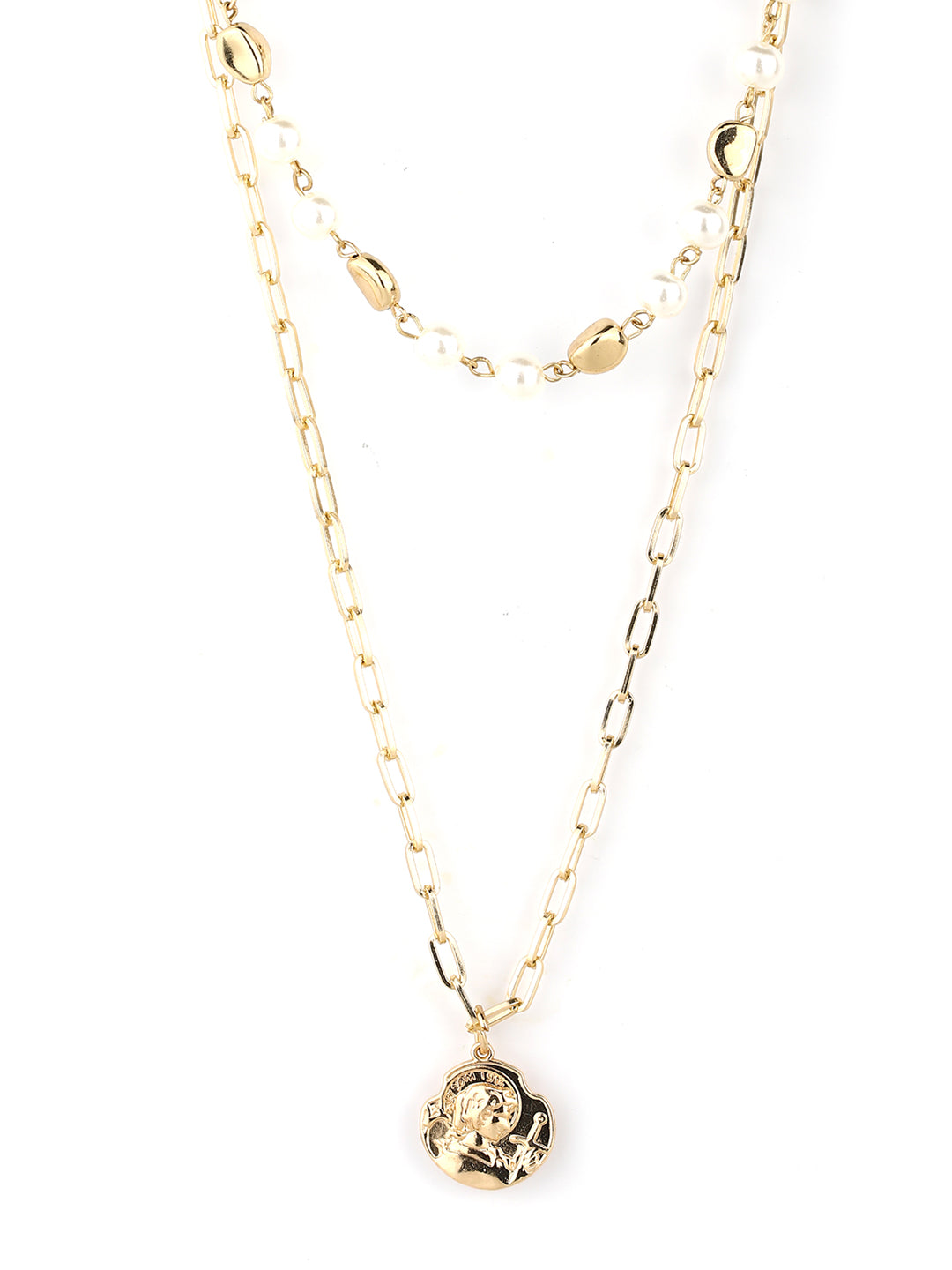 Women's  Gold Plated Pearls Layered Necklace