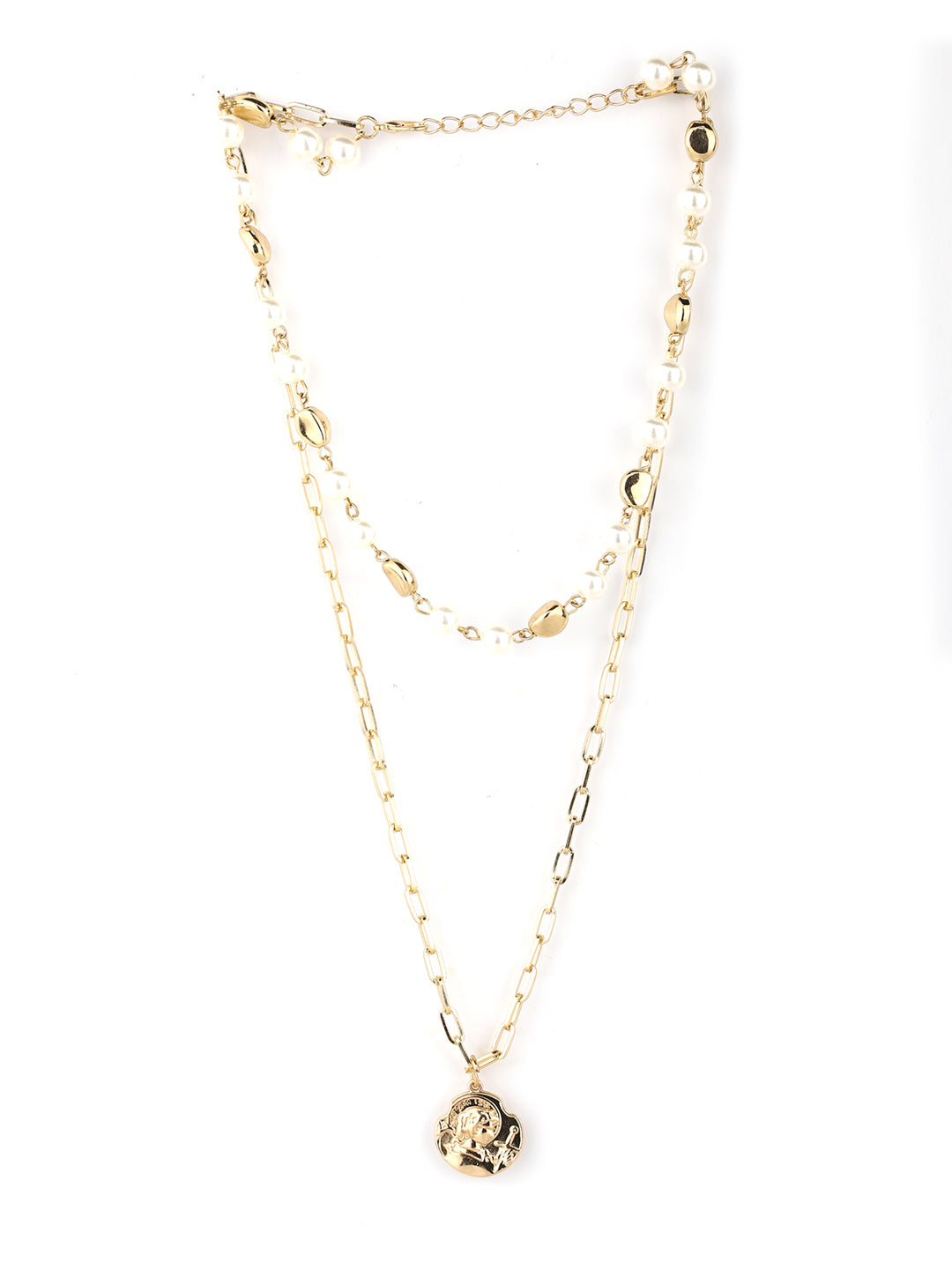 Women's  Gold Plated Pearls Layered Necklace