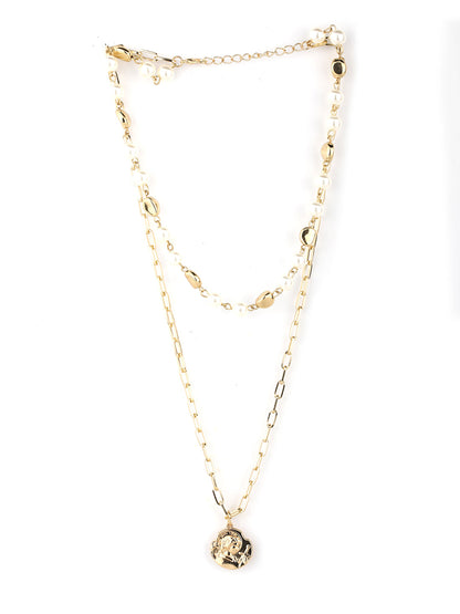 Women's  Gold Plated Pearls Layered Necklace