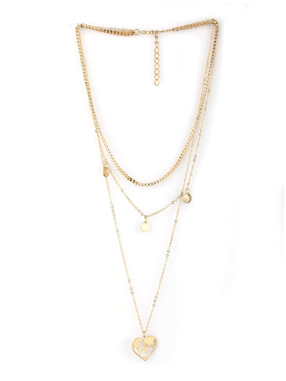 Women's  Gold Plated Heart Pendant Layered Necklace