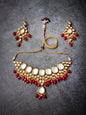 Women's Gold Plated & Maroon Kundan Studded Handcrafted Jewellery Set