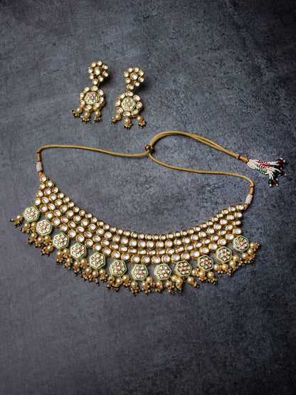 Women's Gold-Plated White Handcrafted Necklace Set