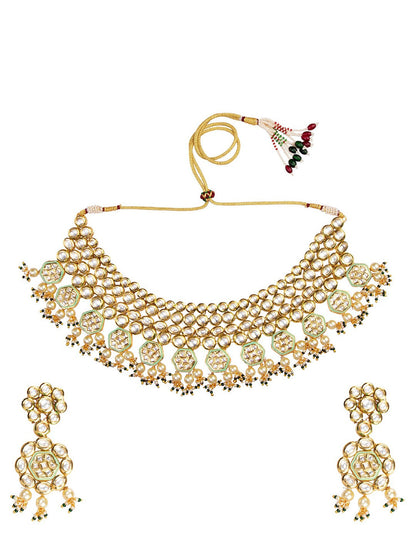 Women's Gold-Plated White Handcrafted Necklace Set