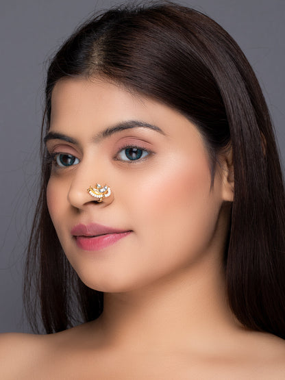 24K Gold Plated Kundan Nose Pin