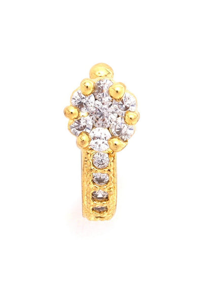 Women's Women Gold-Plated & White Stone-Studded Nose Ring