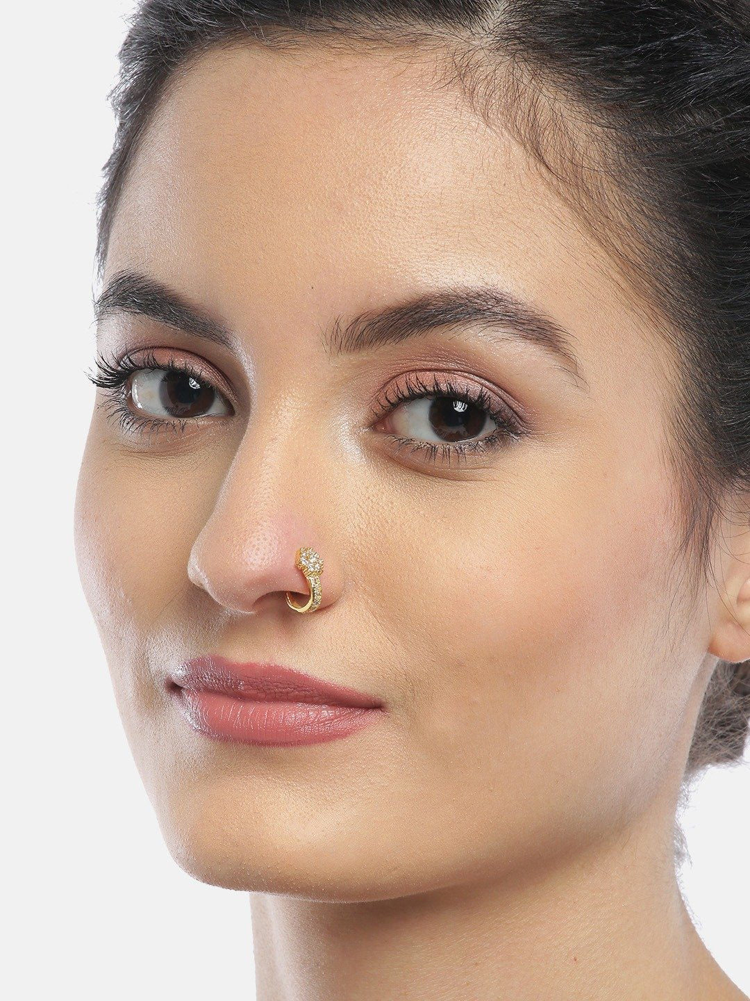 Gold Plated Studded Nose Ring For Women By