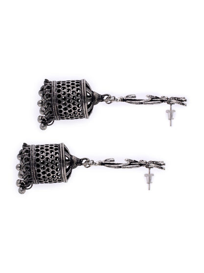 Women's Silver-Toned Contemporary Jhumkas Earrings