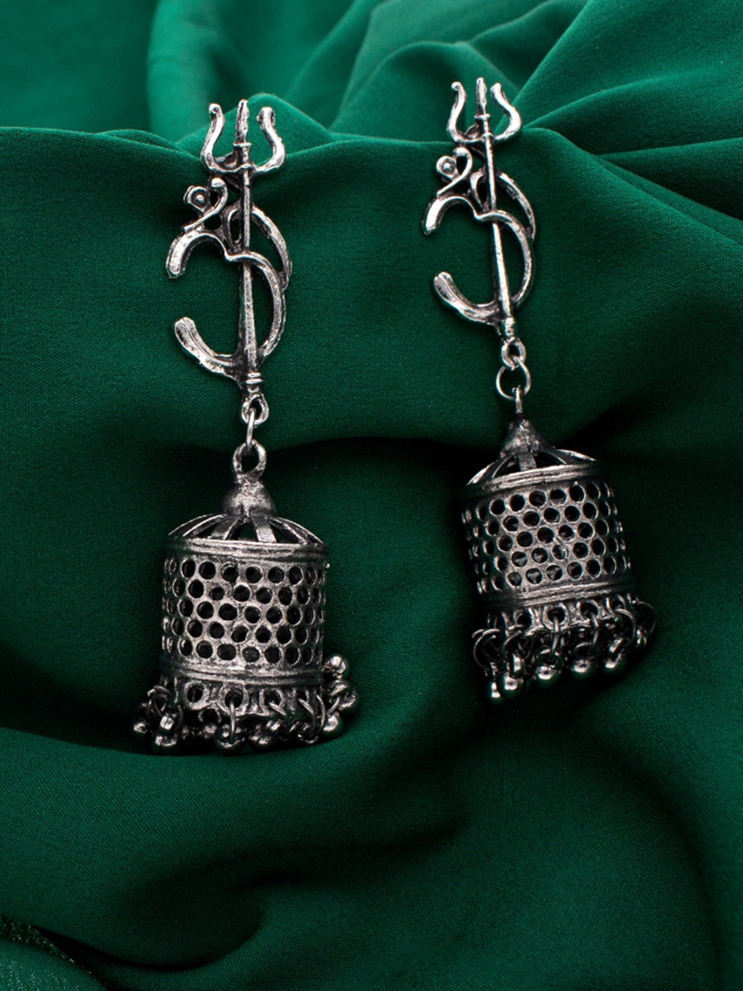 Women's Silver-Toned Contemporary Jhumkas Earrings