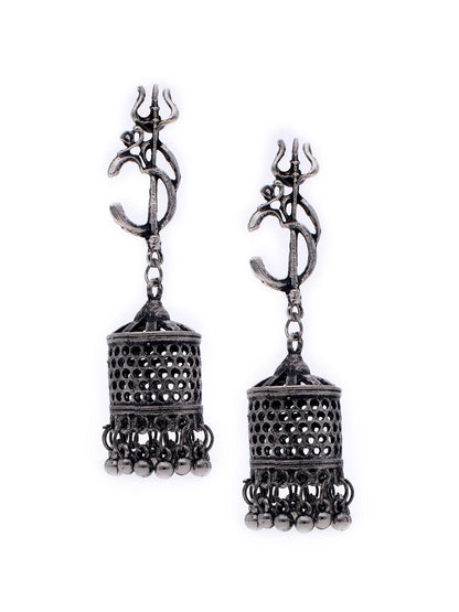 Women's Silver-Toned Contemporary Jhumkas Earrings