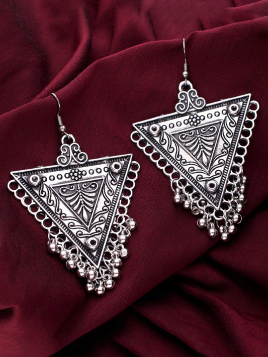 Women's Silver-Toned Contemporary Drop Earrings