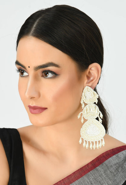 Handicraft Off White Pearls Earrings Jker_082