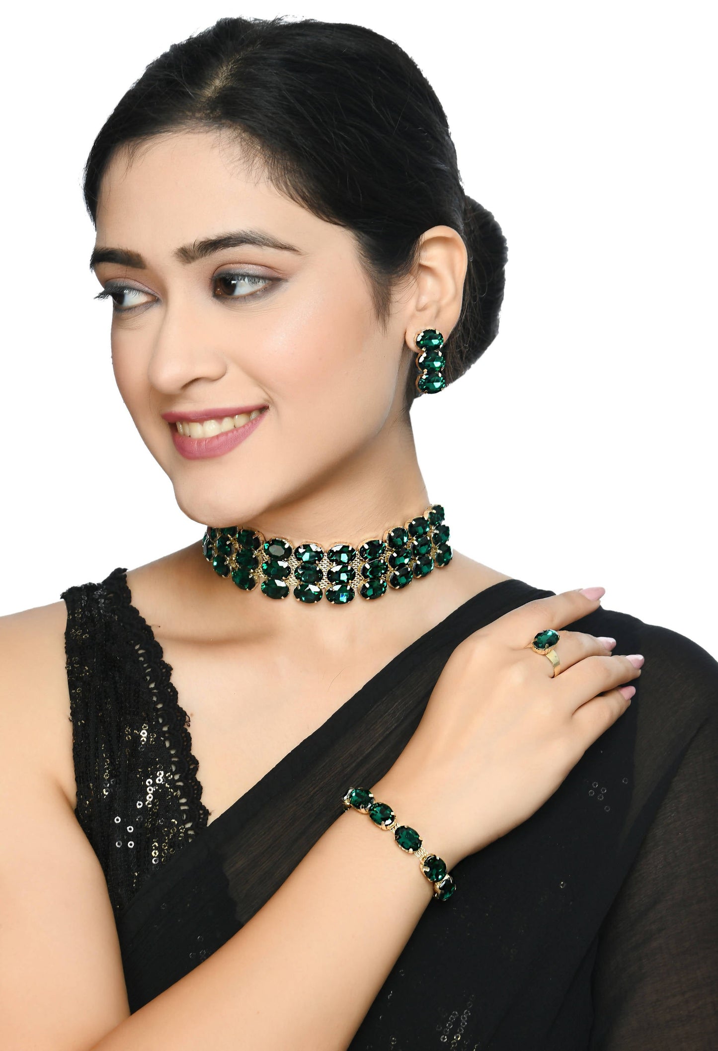 Designer Choker Set with Earrings, Bracelet and Ring Jkms_167