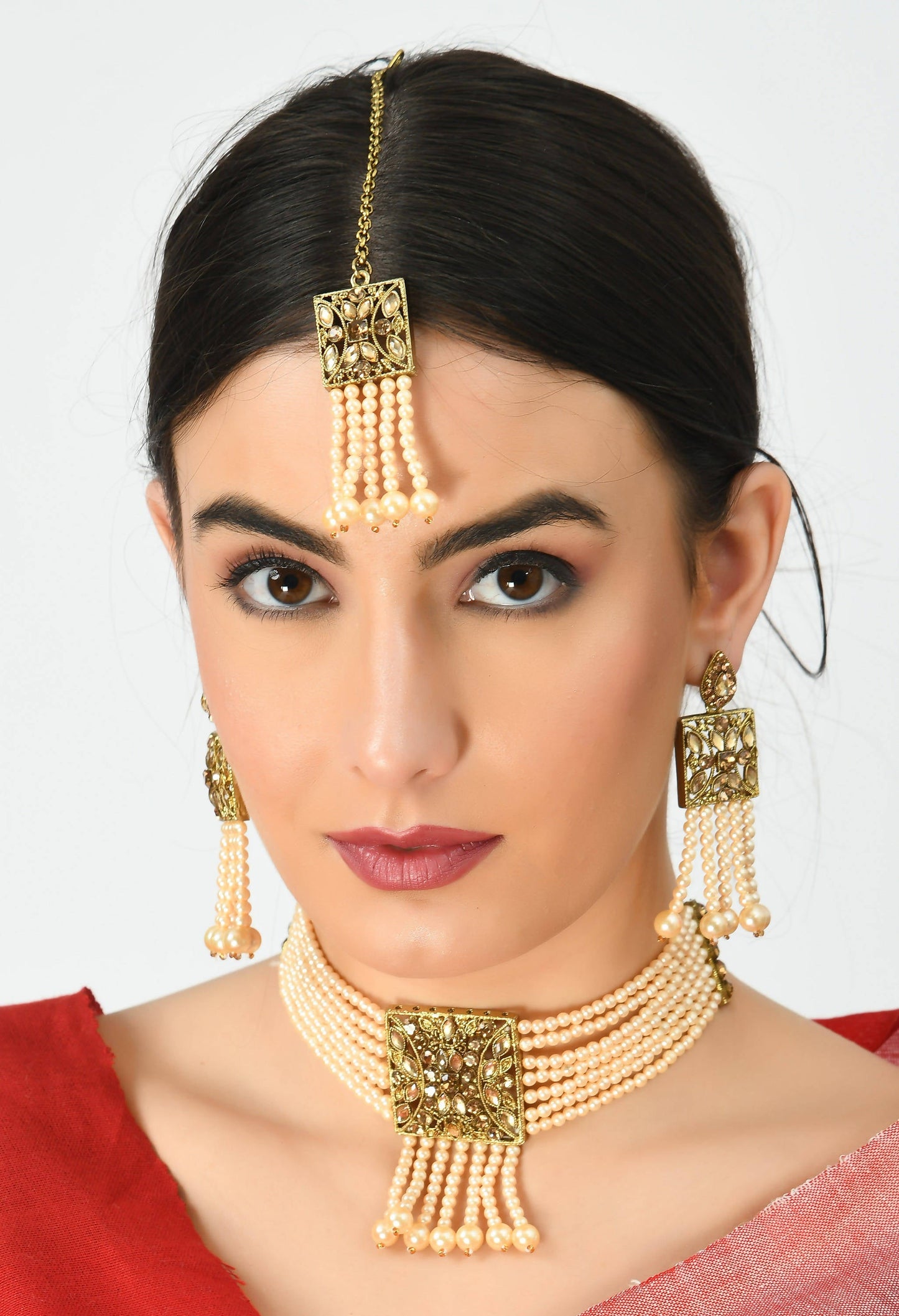 Gold-Plated Pearls Necklace Set Mangalsutra Jkms_071