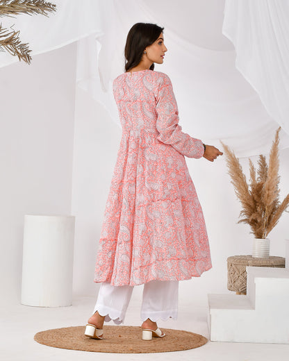 Women's pink anarkali kurta set