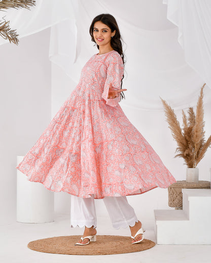 Women's pink anarkali kurta set