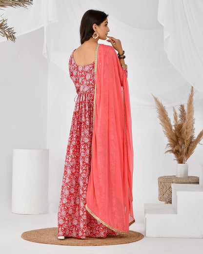 Women's red angrakha set