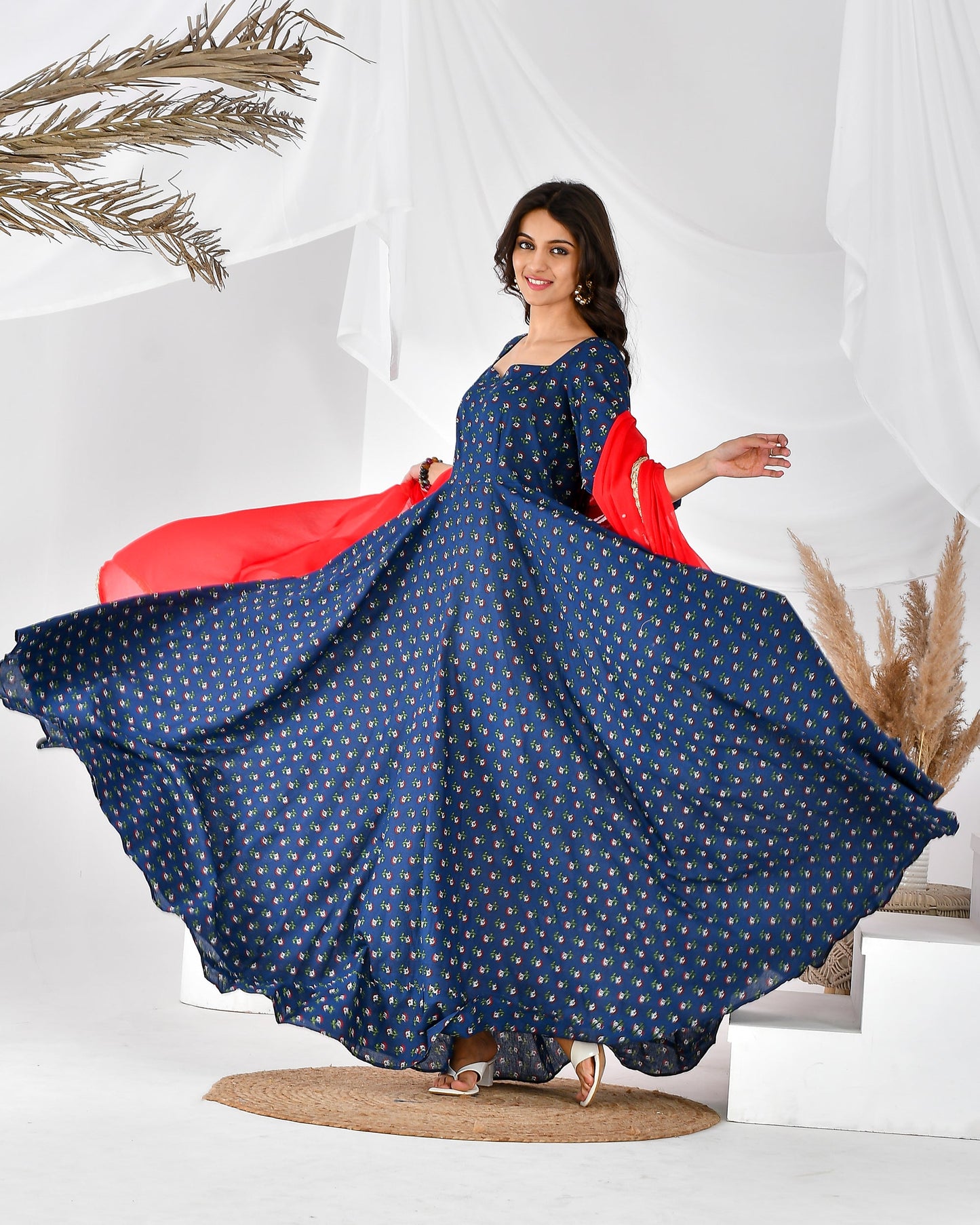 Women's blue anarkali set