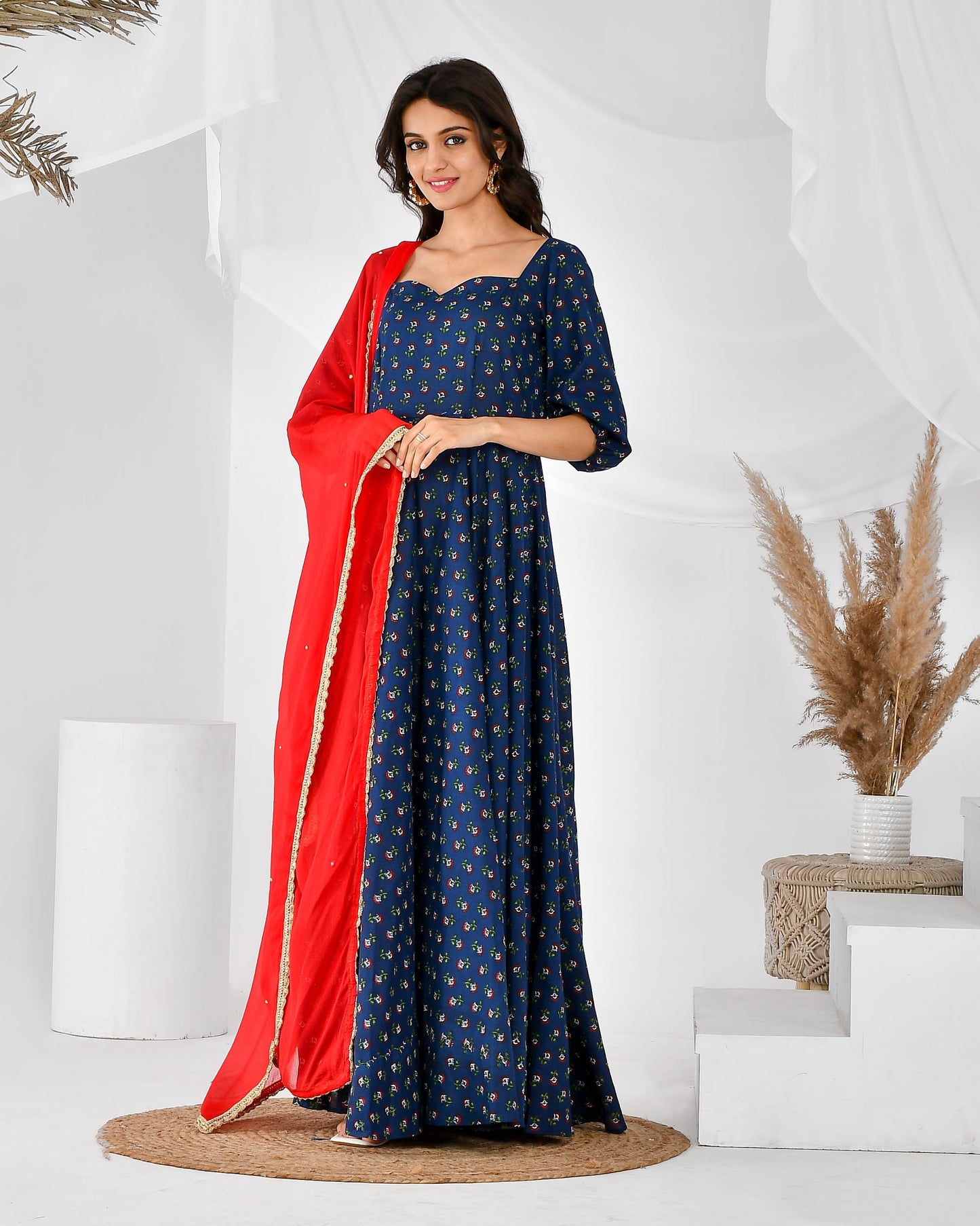 Women's blue anarkali set