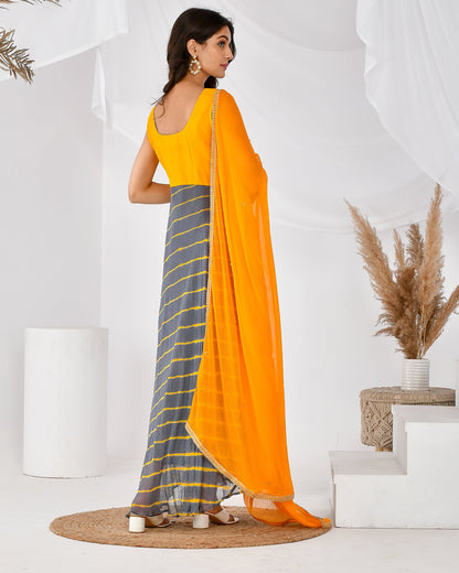 Women's YELLOW AND GREY LEHERIYA SET