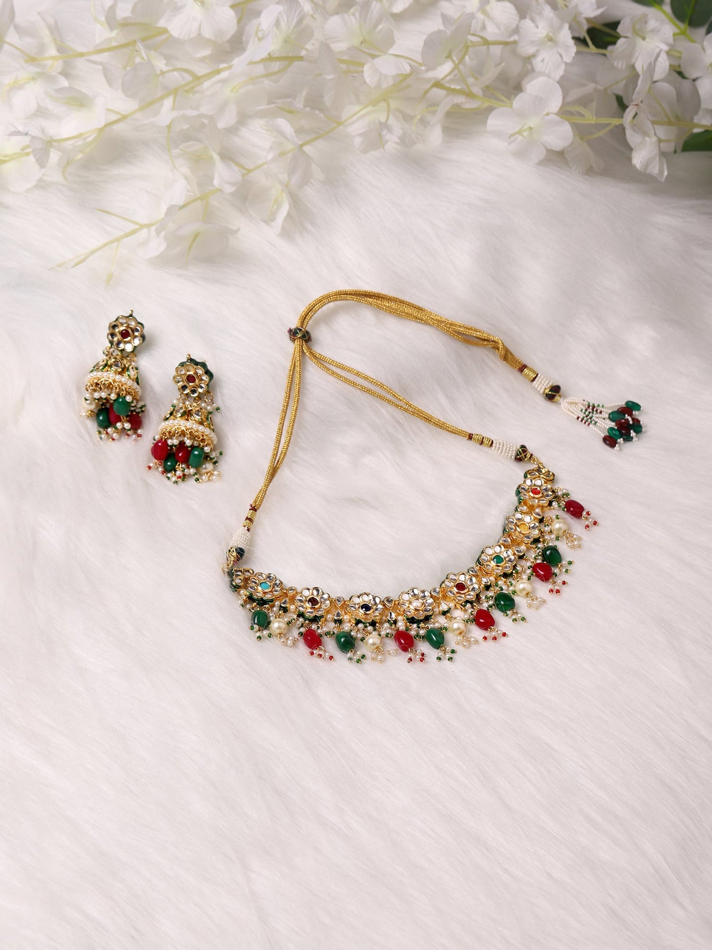 Women's Kundan Neckpiece With Earrings