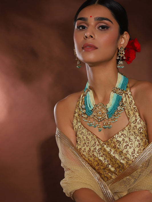 Women's Kundan Neckpiece With Earrings