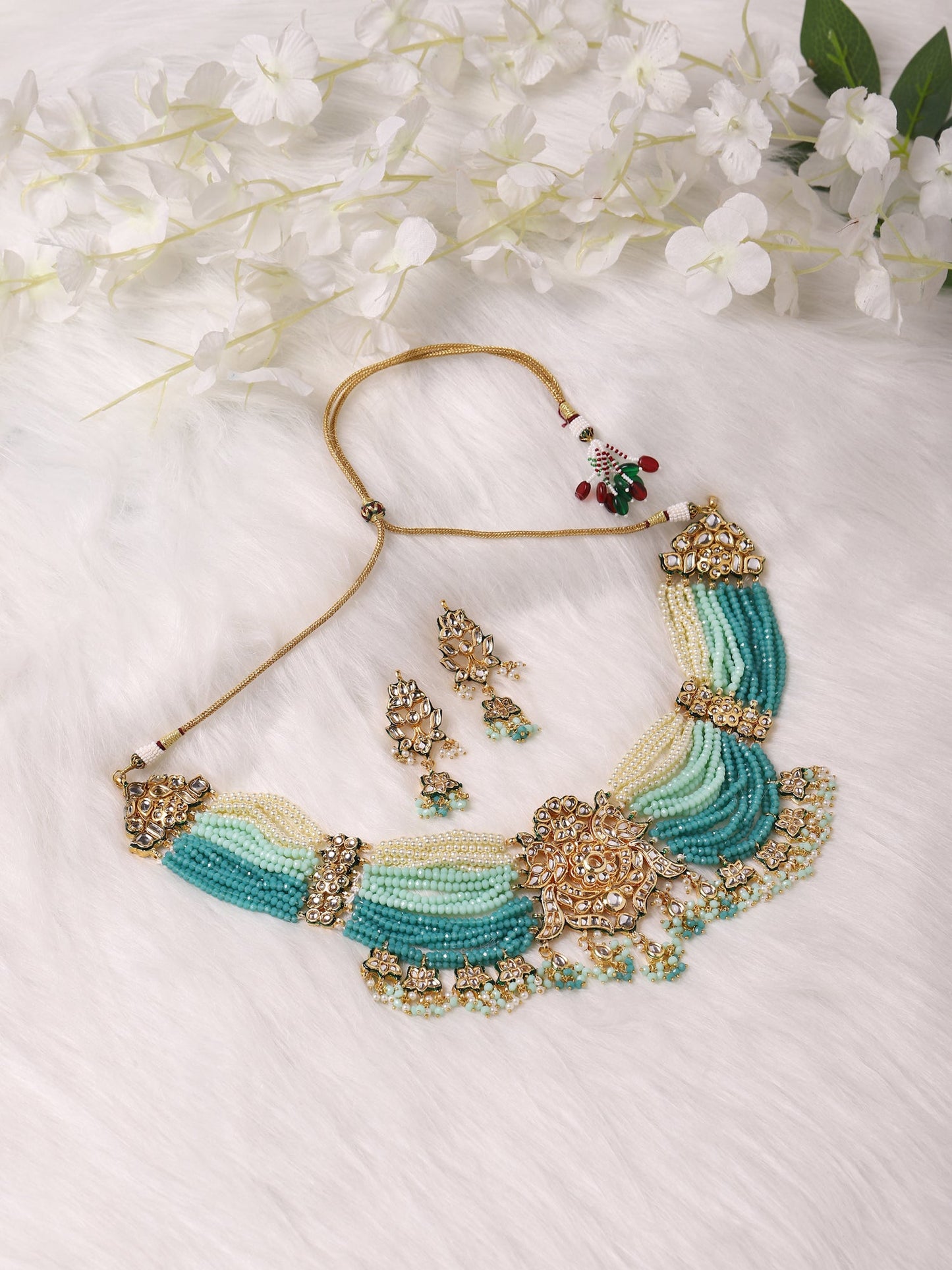 Women's Kundan Neckpiece With Earrings