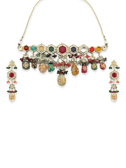 Women's Kundan Neckpiece With Earrings