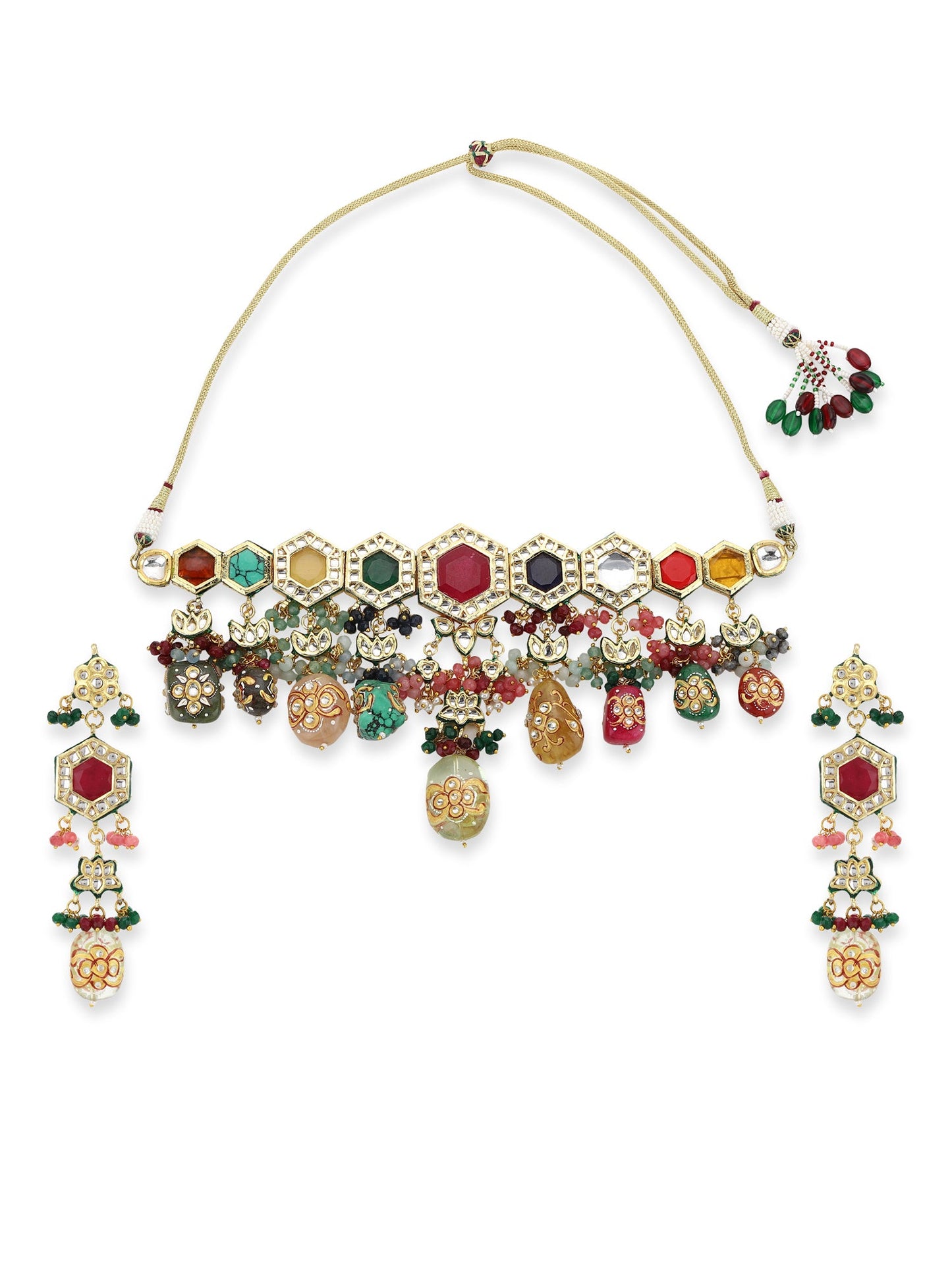 Women's Kundan Neckpiece With Earrings