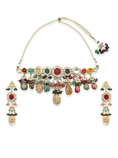 Women's Kundan Neckpiece With Earrings