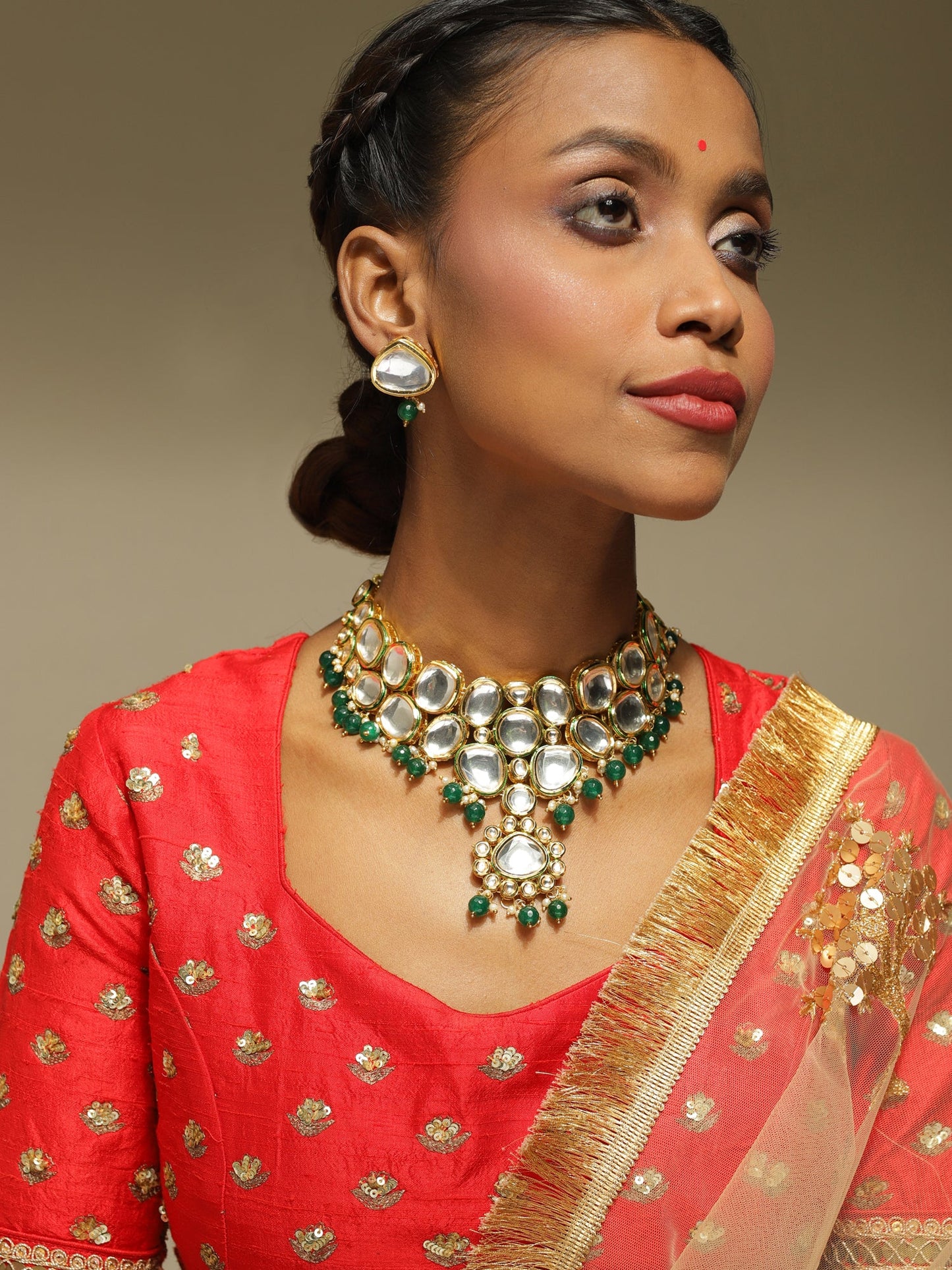 Women's Kundan Choker With Earrings