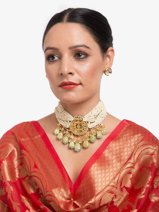 Women's Kundan Choker with Earrings