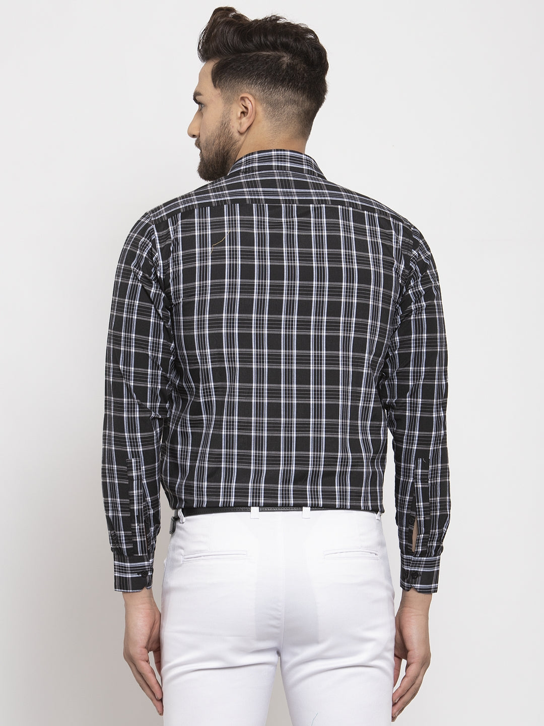 Men's Black Cotton Checked Formal Shirt's ( SF 764Black )