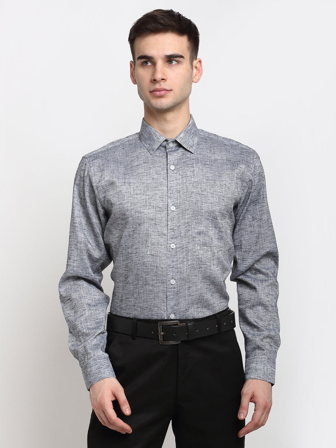 Men's Grey Solid Cotton Formal Shirt ( SF 782Grey )