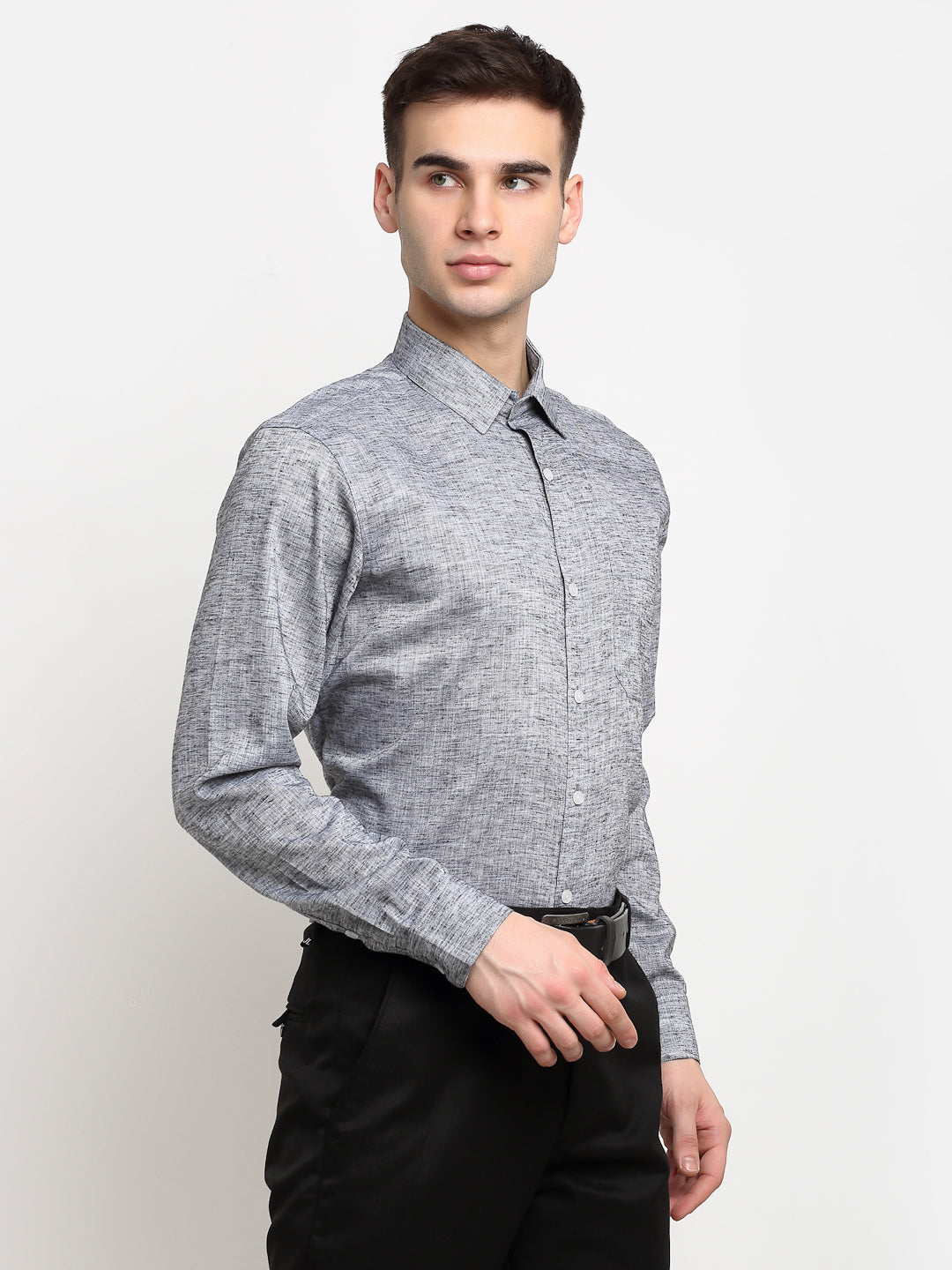 Men's Grey Solid Cotton Formal Shirt ( SF 782Grey )