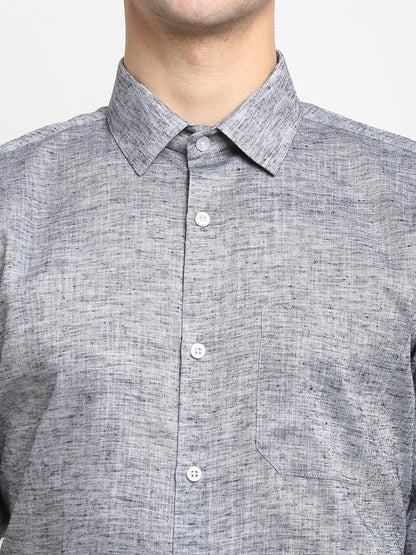 Men's Grey Solid Cotton Formal Shirt ( SF 782Grey )