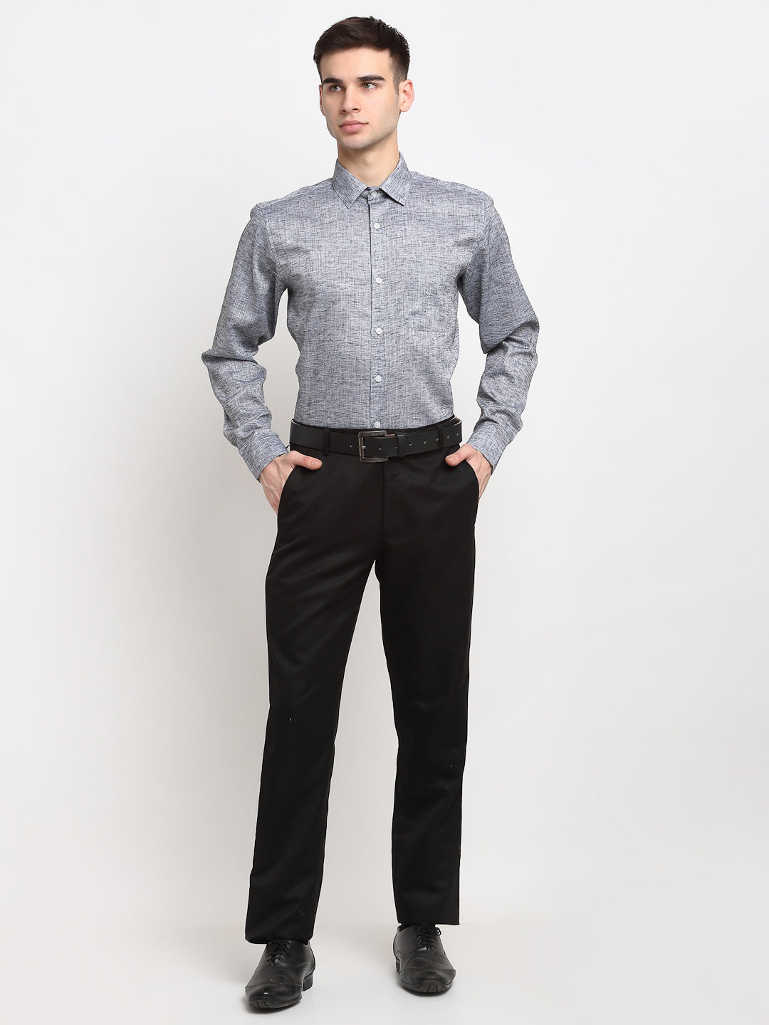 Men's Grey Solid Cotton Formal Shirt ( SF 782Grey )