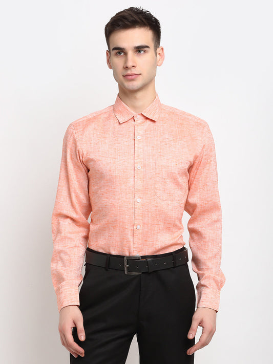 Men's Orange Solid Cotton Formal Shirt ( SF 782Orange )