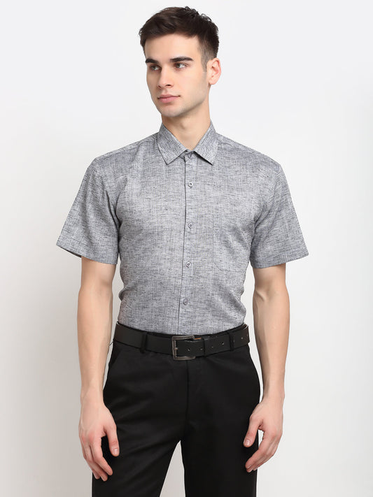 Men's Grey Solid Cotton Half Sleeves Formal Shirt ( SF 783Grey )