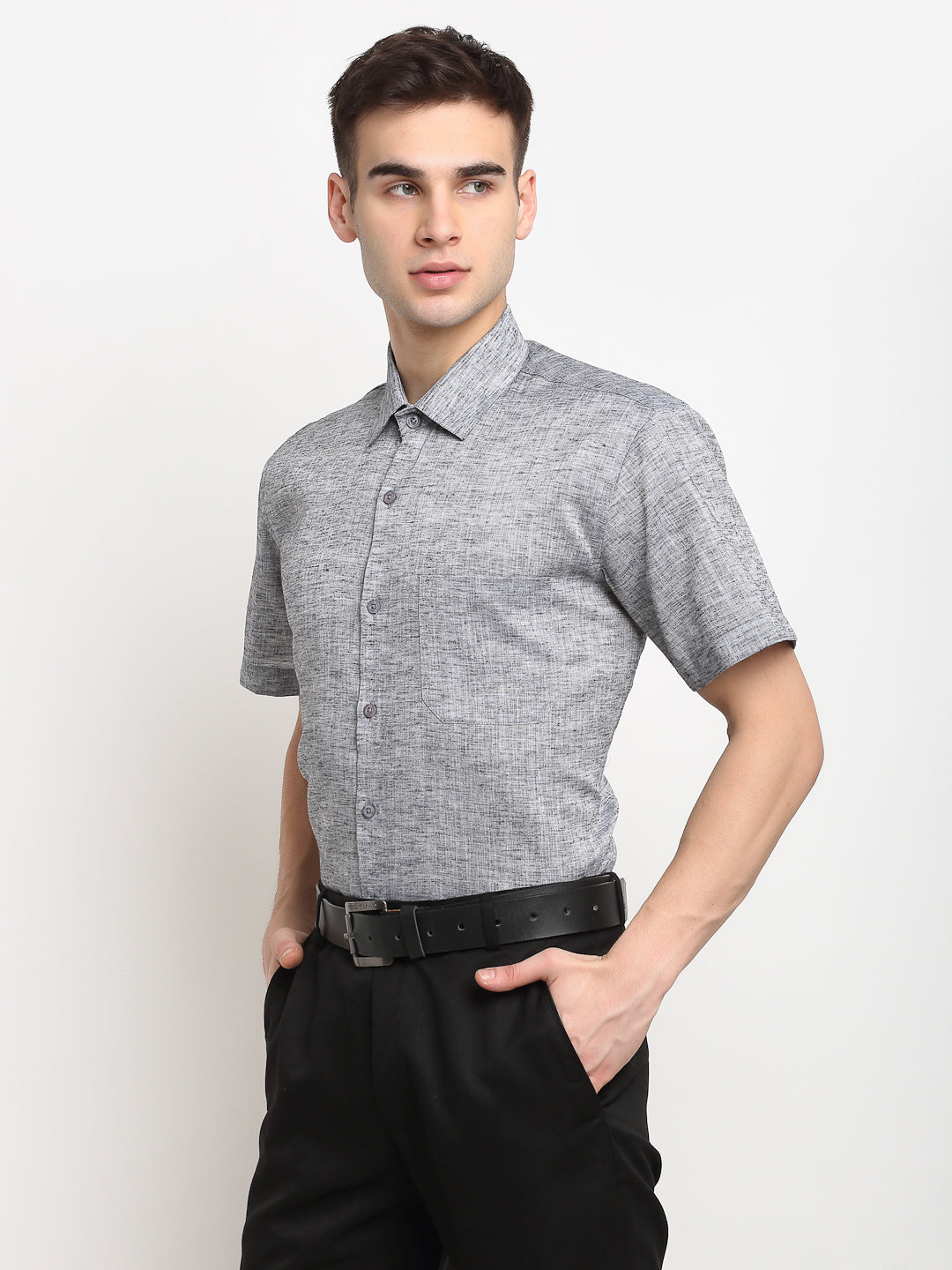 Men's Grey Solid Cotton Half Sleeves Formal Shirt ( SF 783Grey )