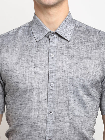 Men's Grey Solid Cotton Half Sleeves Formal Shirt ( SF 783Grey )