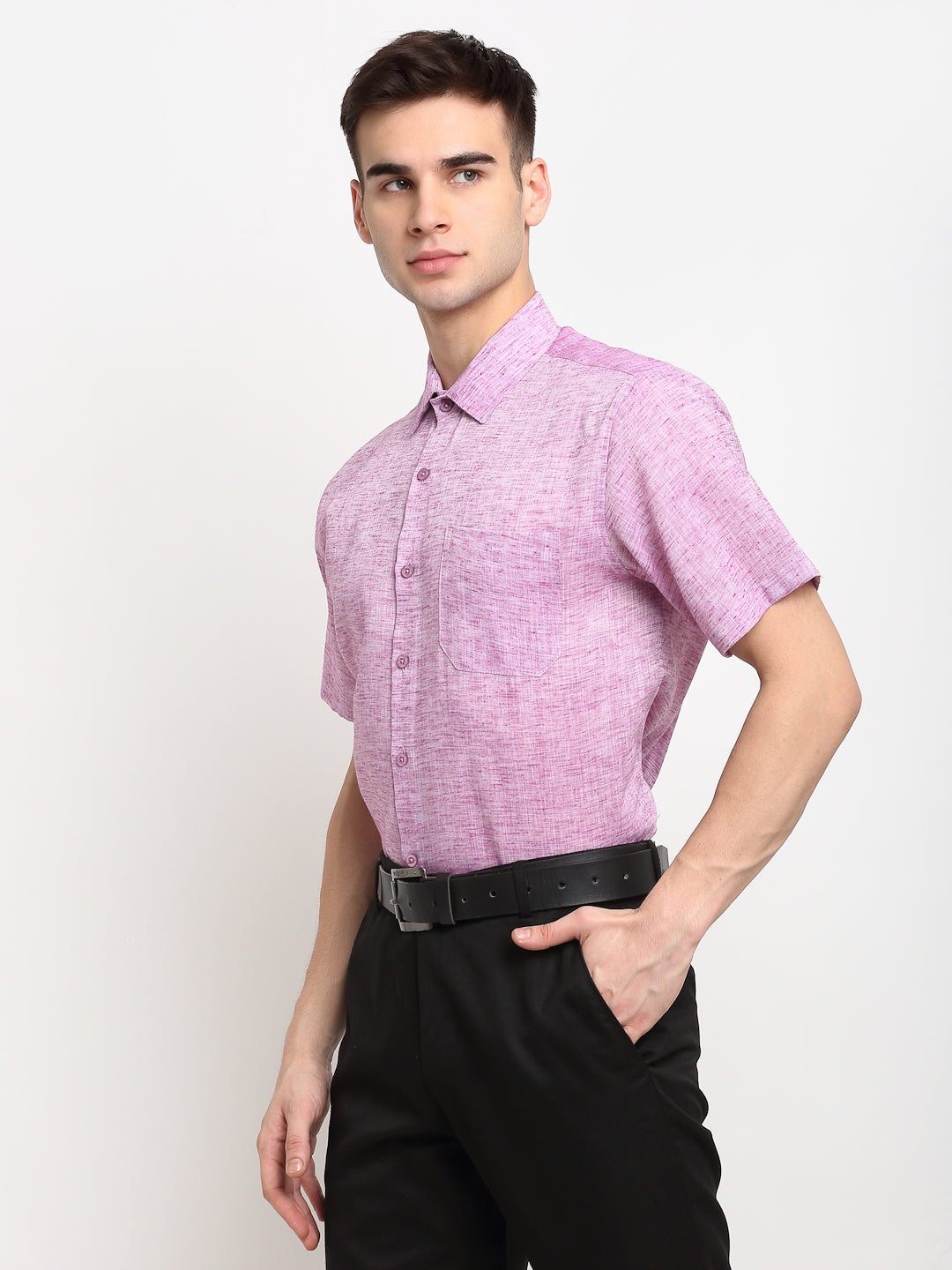 Men's Purple Solid Cotton Half Sleeves Formal Shirt ( SF 783Purple )