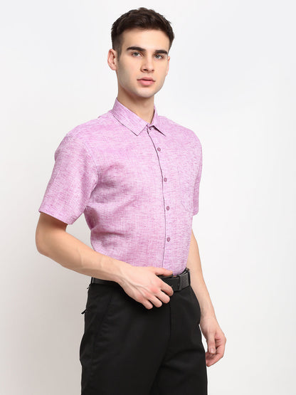 Men's Purple Solid Cotton Half Sleeves Formal Shirt ( SF 783Purple )